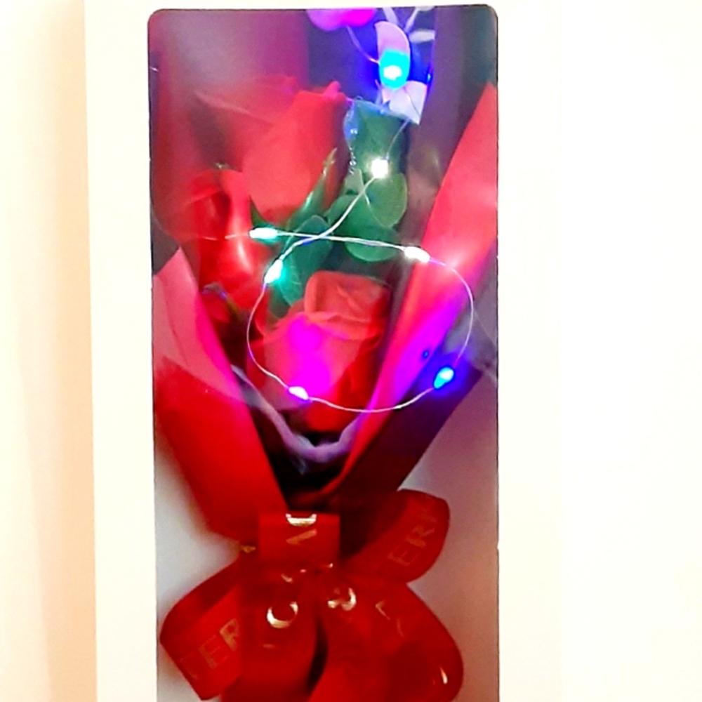 Valentine red rose scented soap bouquet